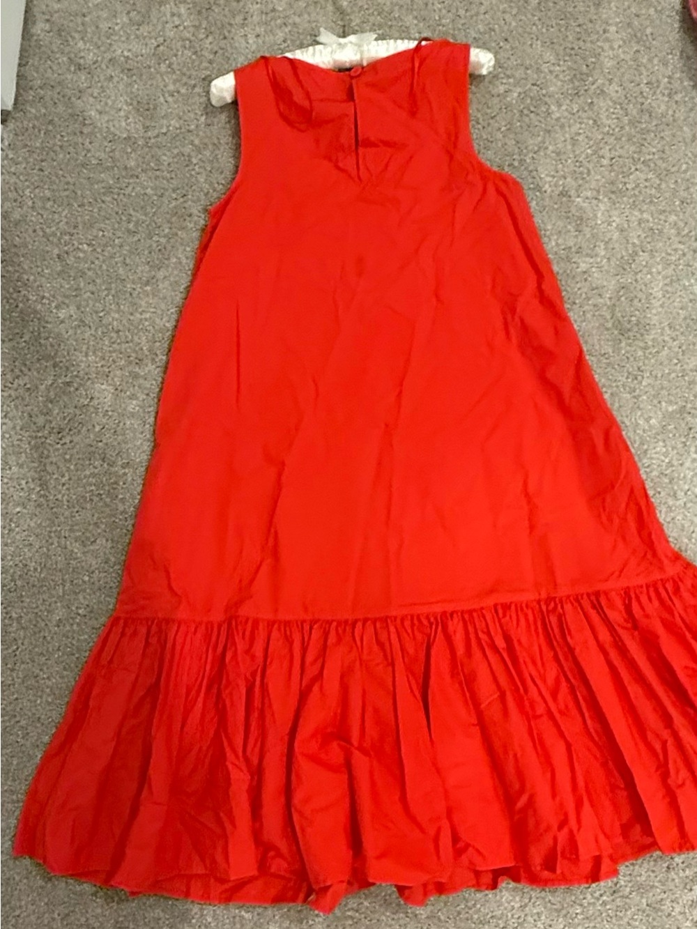 Christopher John Rogers Sleeveless Red Ruffle-Hem Dress